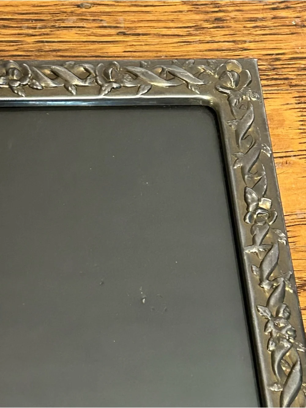 Vintage Silver Tone Floral Metal Picture Frame | Art Nouveau Style | 5x7